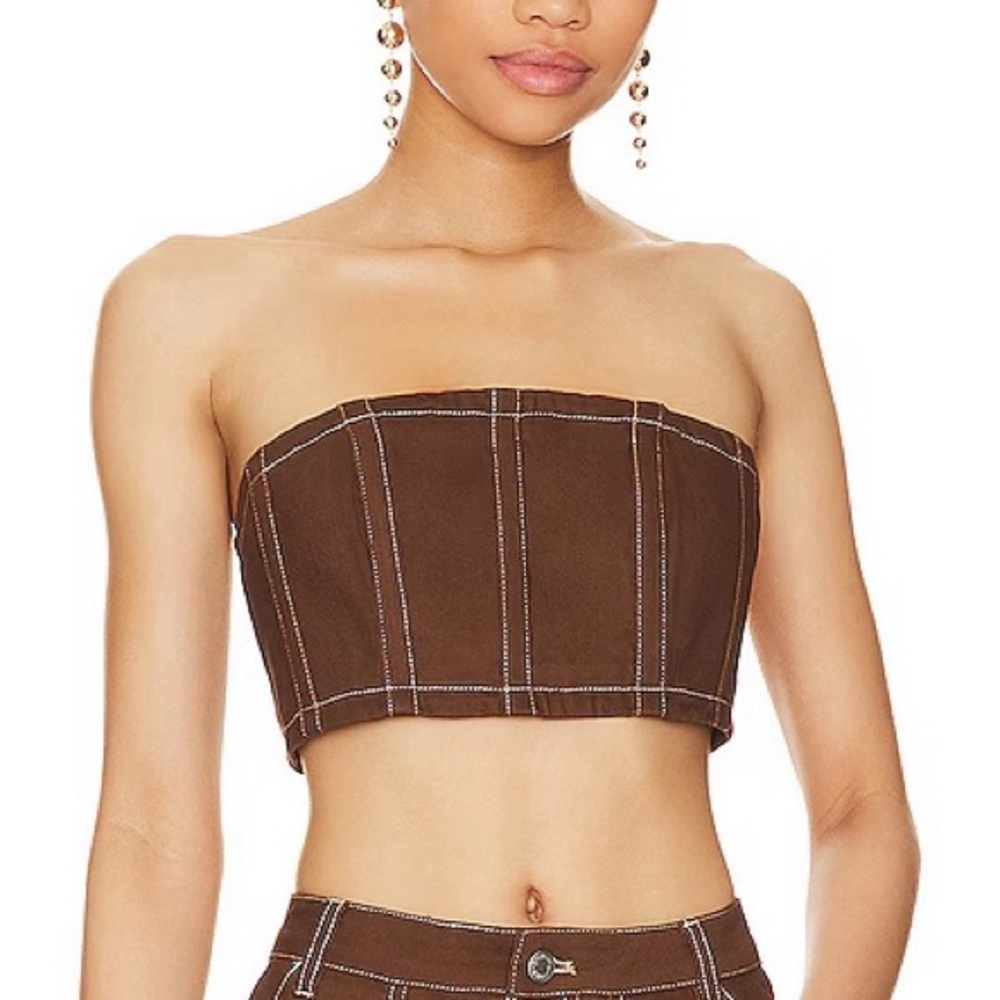 BY.DYLN x REVOLVE Cooper Crop Top in Chocolate Brown Size S